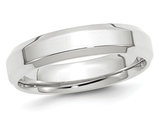Ladies or Men's 10K White Gold 5mm Comfort Fit Wedding Band Ring with Bevel Edge